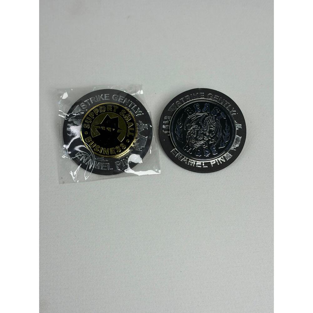 Strike Gently Enamel Pin Lot of 2 Beast Mode and Support Small Business NEW